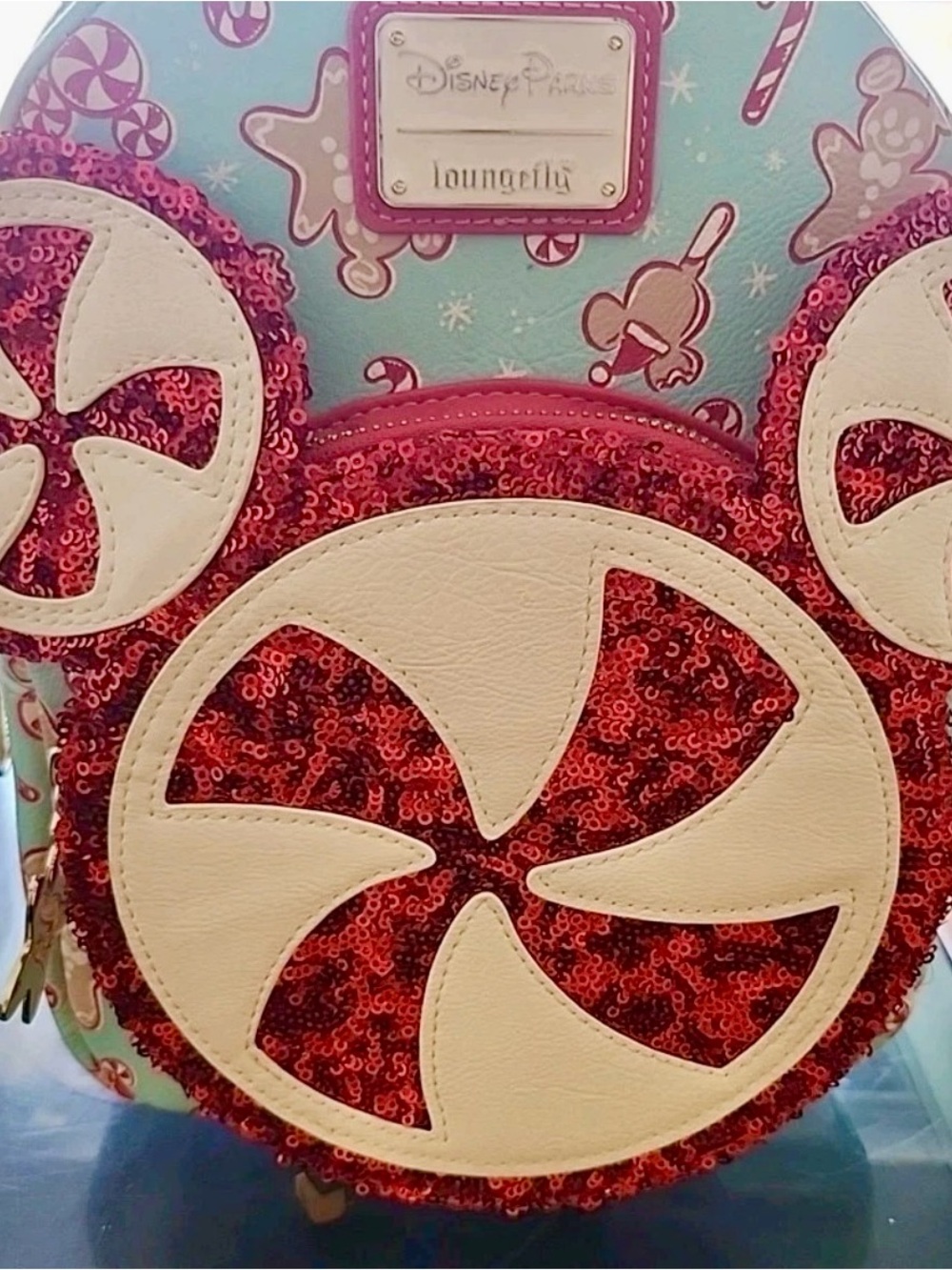 Loungefly Disney Parks Mini Backpack - Red Sequin Peppermint Mickey